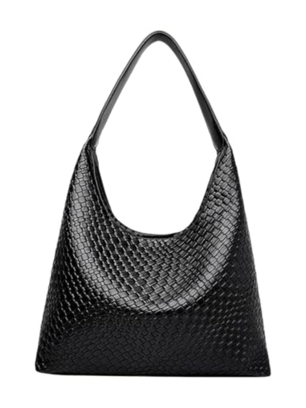 Woven Faux Leather Tote Bag Top Handle Shoulder Women Work Travel